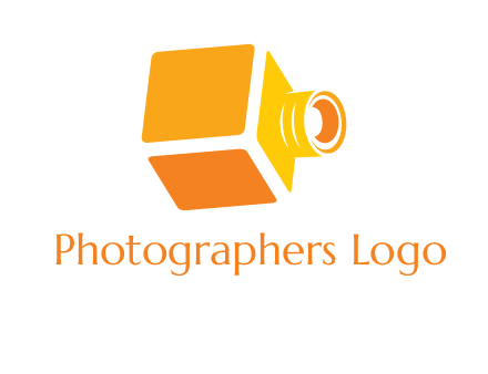 abstract box merged with camera lens icon