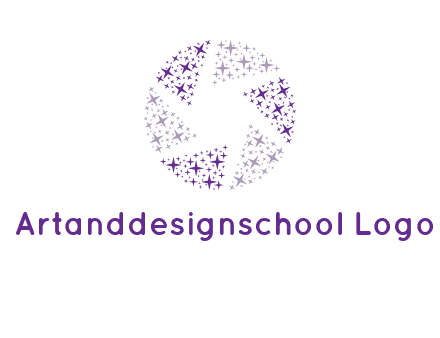 shining stars forming camera shutter logo