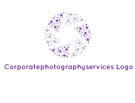 shining stars forming camera shutter logo