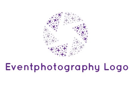 shining stars forming camera shutter logo