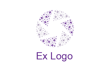 shining stars forming camera shutter logo