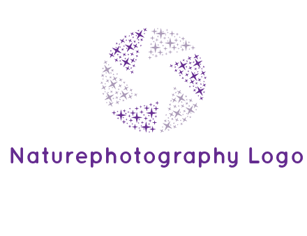 shining stars forming camera shutter logo