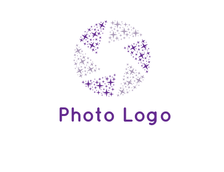shining stars forming camera shutter logo