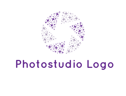shining stars forming camera shutter logo