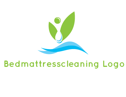 water drop with abstract leaves person on waves logo