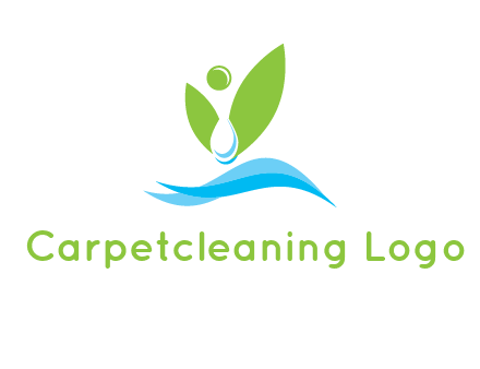 water drop with abstract leaves person on waves logo