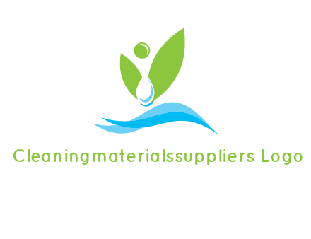 water drop with abstract leaves person on waves logo