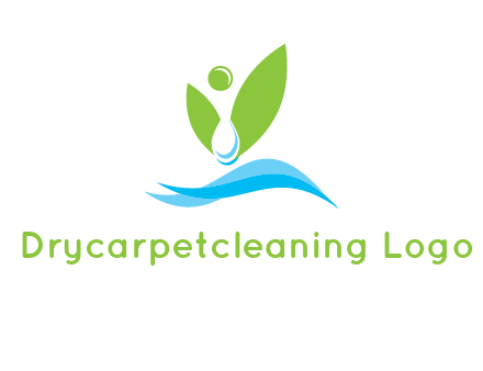 water drop with abstract leaves person on waves logo