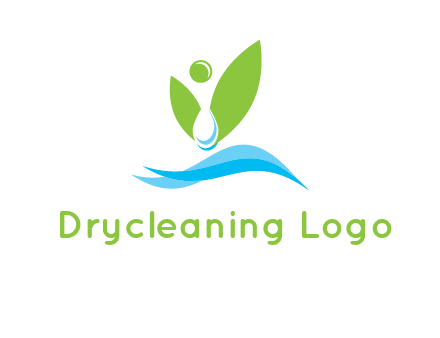 water drop with abstract leaves person on waves logo