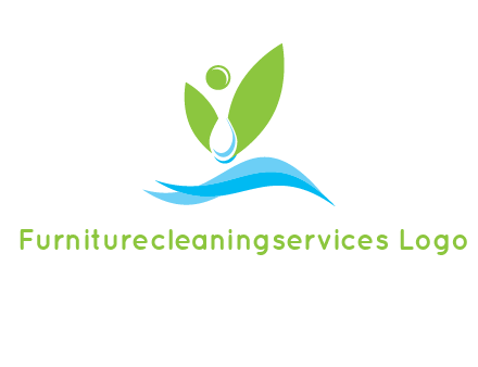 water drop with abstract leaves person on waves logo