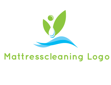 water drop with abstract leaves person on waves logo