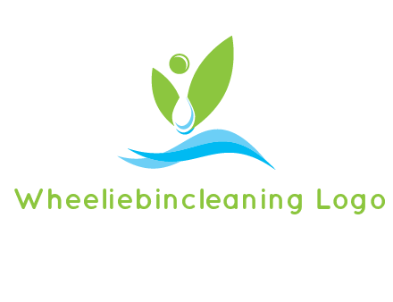 water drop with abstract leaves person on waves logo