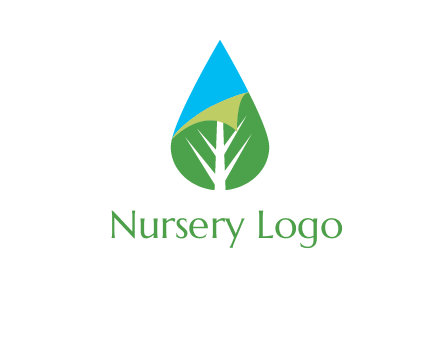 water drop with leaf and folded corner logo