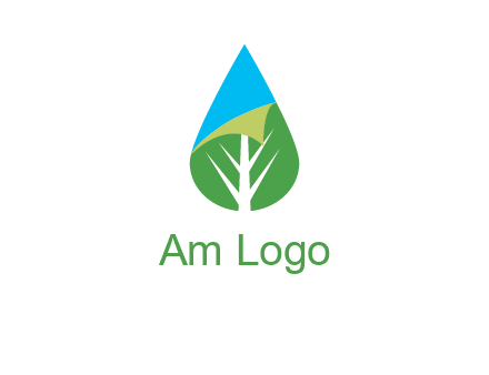 water drop with leaf and folded corner logo