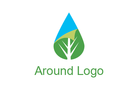 water drop with leaf and folded corner logo