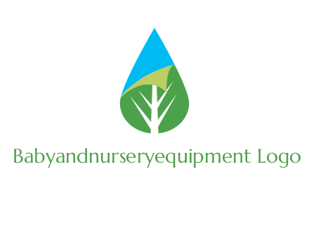 water drop with leaf and folded corner logo