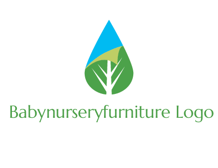 water drop with leaf and folded corner logo