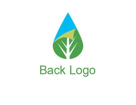 water drop with leaf and folded corner logo
