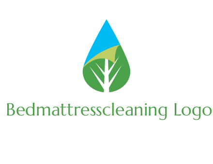 water drop with leaf and folded corner logo