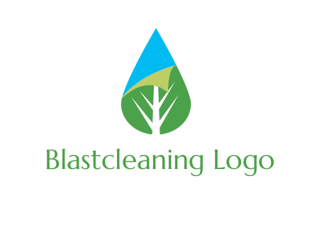 water drop with leaf and folded corner logo