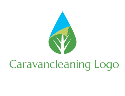 water drop with leaf and folded corner logo