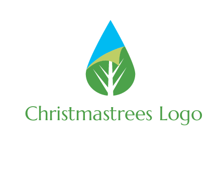 water drop with leaf and folded corner logo