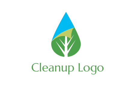 water drop with leaf and folded corner logo