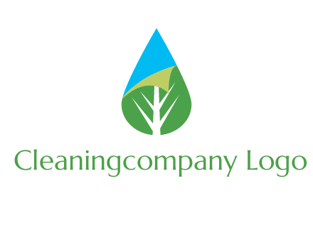 water drop with leaf and folded corner logo