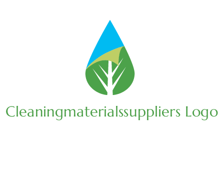 water drop with leaf and folded corner logo