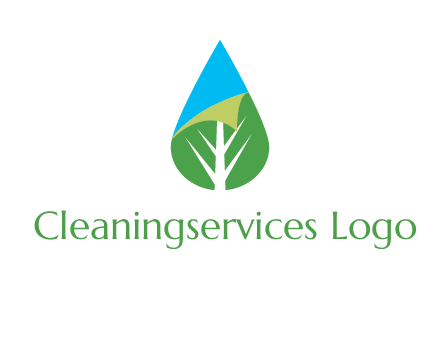 water drop with leaf and folded corner logo