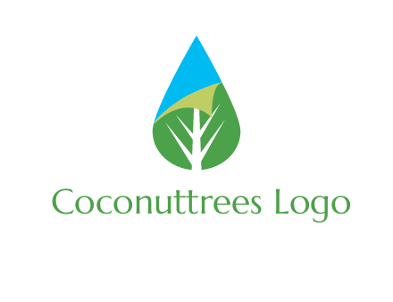 water drop with leaf and folded corner logo