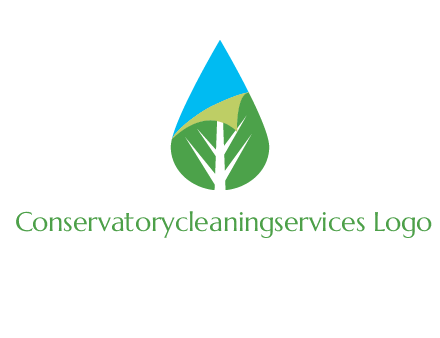 water drop with leaf and folded corner logo