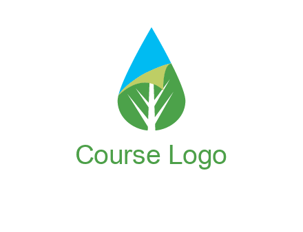 water drop with leaf and folded corner logo