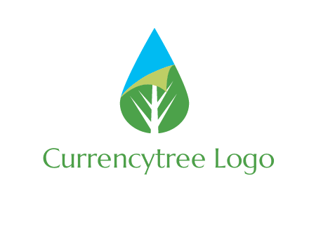water drop with leaf and folded corner logo