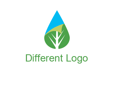 water drop with leaf and folded corner logo