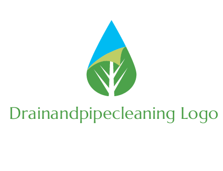 water drop with leaf and folded corner logo
