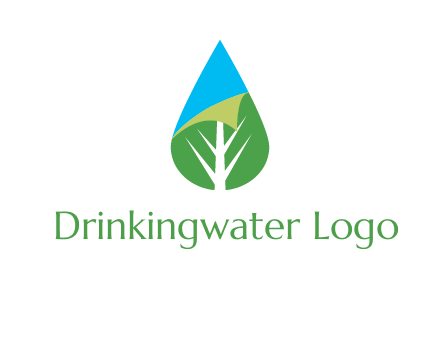 water drop with leaf and folded corner logo