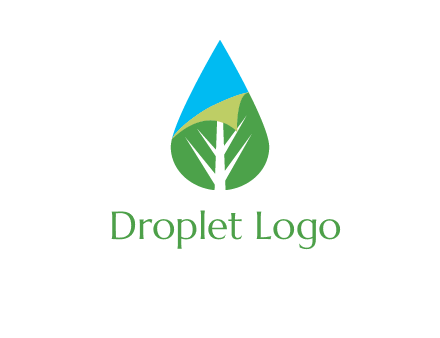 water drop with leaf and folded corner logo