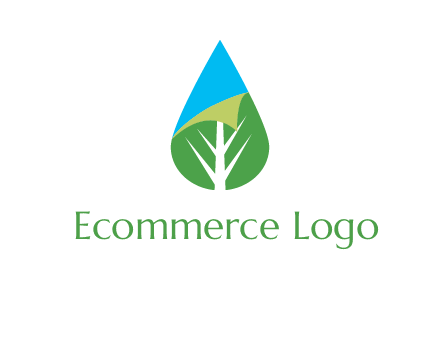 water drop with leaf and folded corner logo