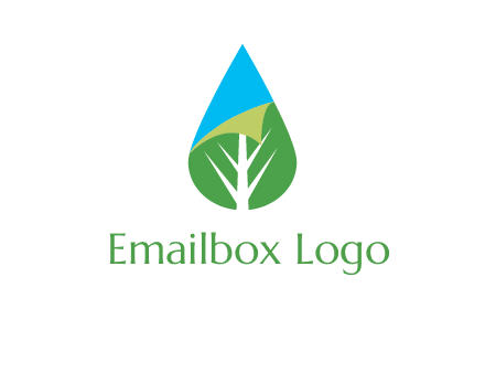 water drop with leaf and folded corner logo
