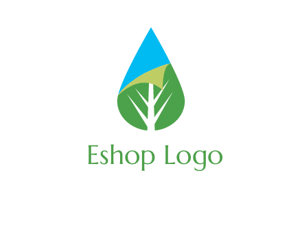 water drop with leaf and folded corner logo