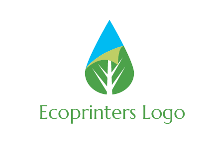 water drop with leaf and folded corner logo