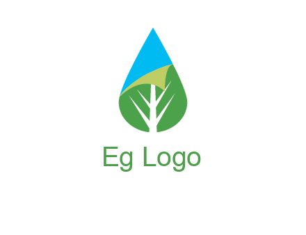 water drop with leaf and folded corner logo