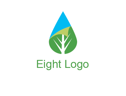 water drop with leaf and folded corner logo