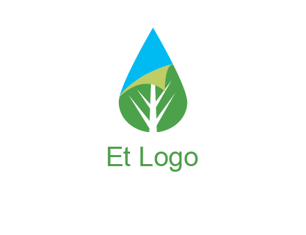 water drop with leaf and folded corner logo