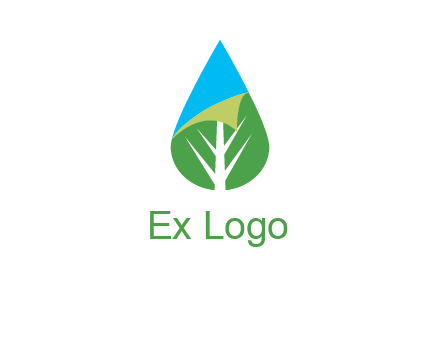 water drop with leaf and folded corner logo