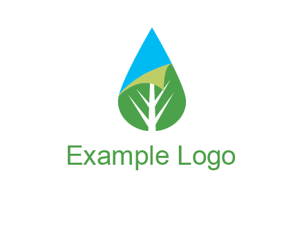 water drop with leaf and folded corner logo