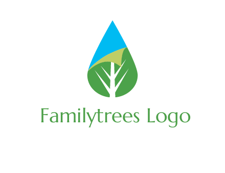 water drop with leaf and folded corner logo