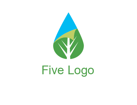 water drop with leaf and folded corner logo