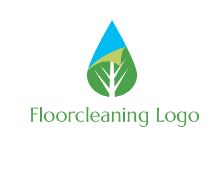 water drop with leaf and folded corner logo